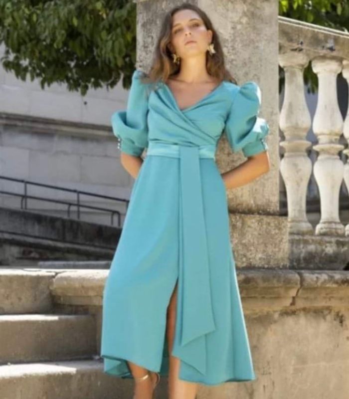 vestidoarelturquesaannamoon-alborea Vestido Arel (Turquesa) - Imagen 1