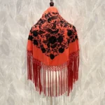 Mantoncillo Pavo Real (Coral con Negro)