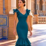 Vestido de flamenca Princesa – Verde petróleo