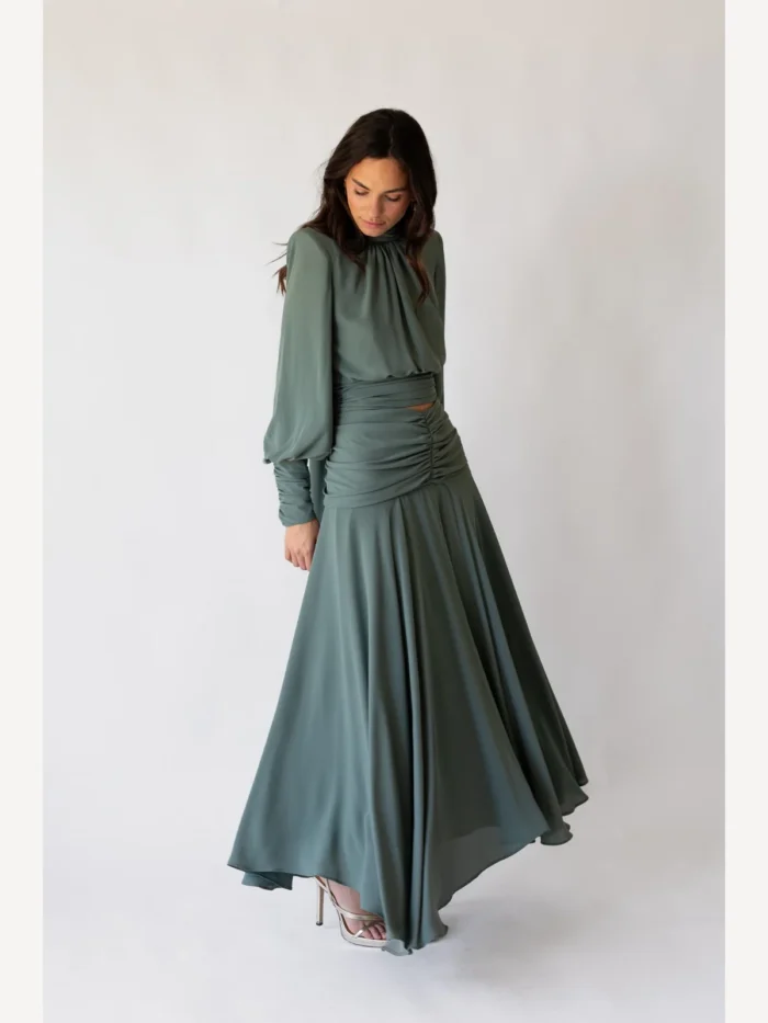 Vestido Omaira Verde Grisáceo - Imagen 2